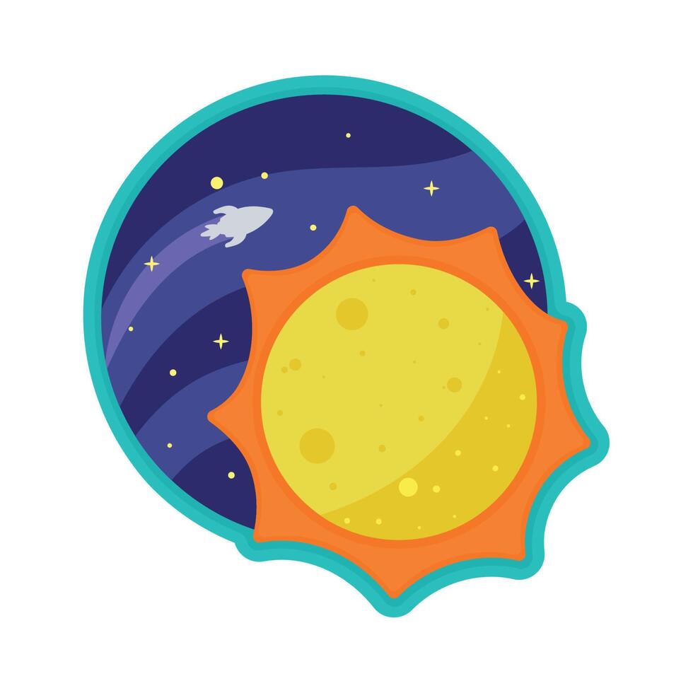 sun space outer sticker vector