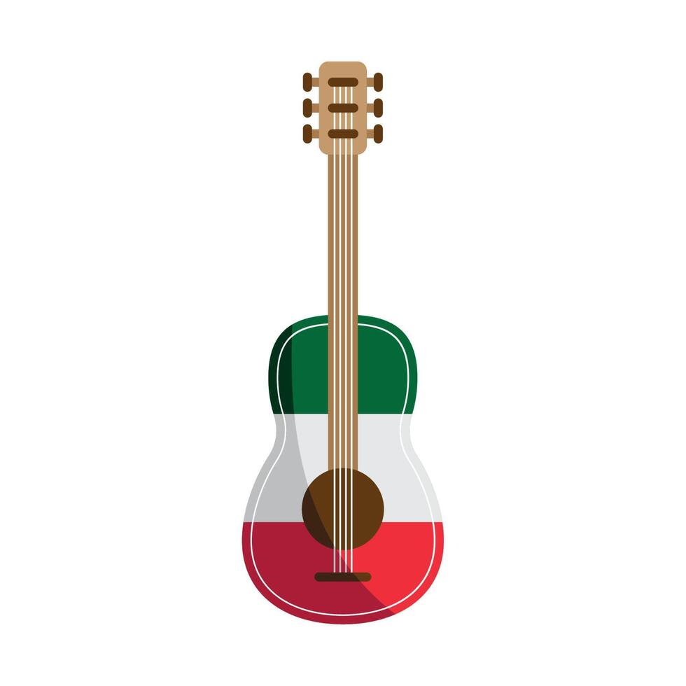 mexican flag in guitar vector