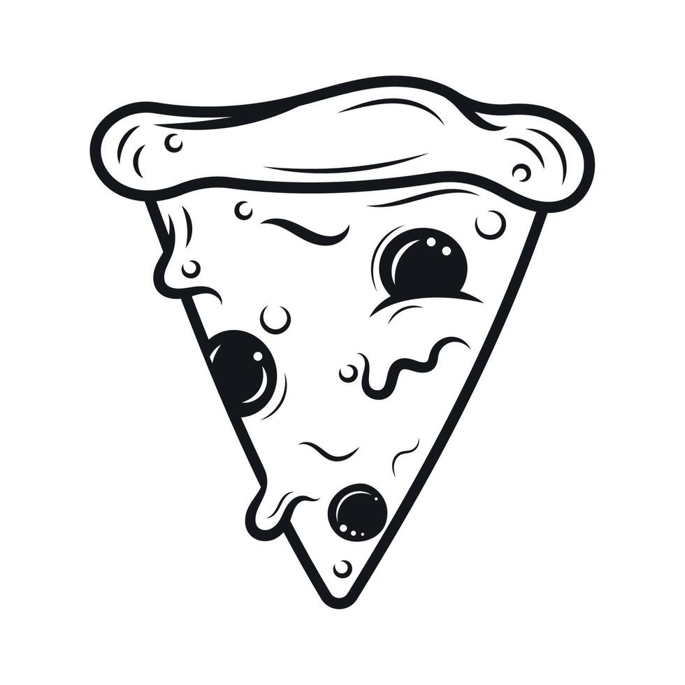 pizza minimalist style tattoo vector