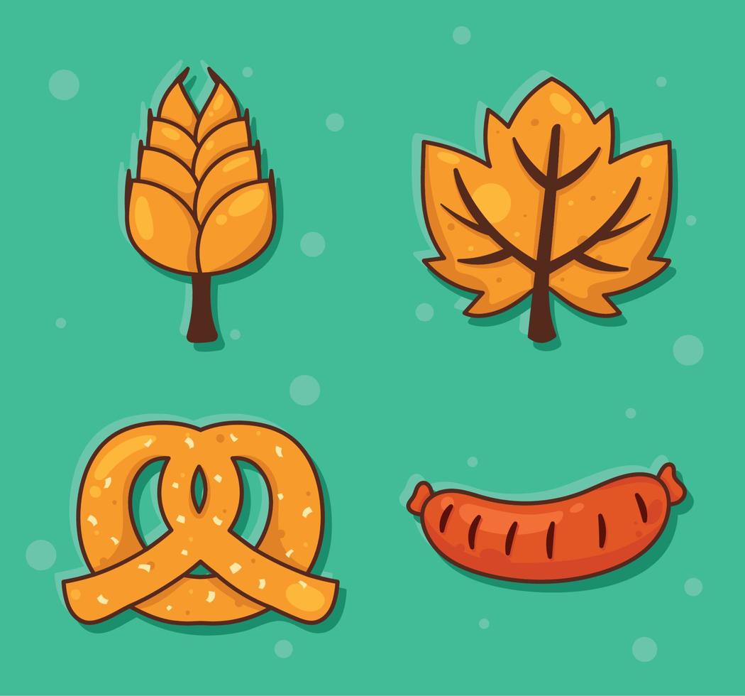 four oktoberfest celebration icons vector