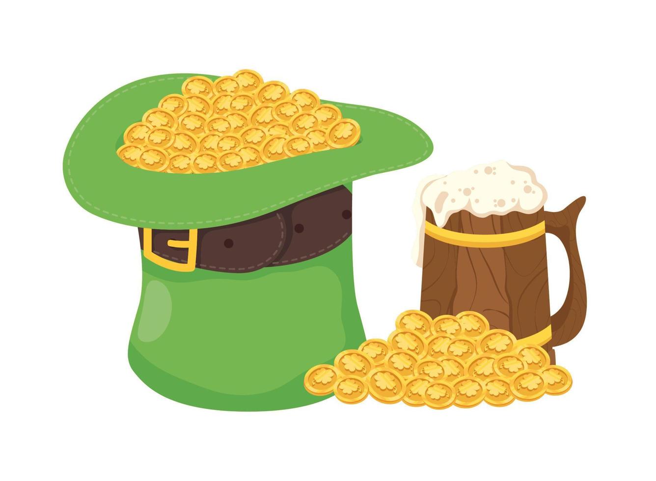 leprechaun hat with coins vector
