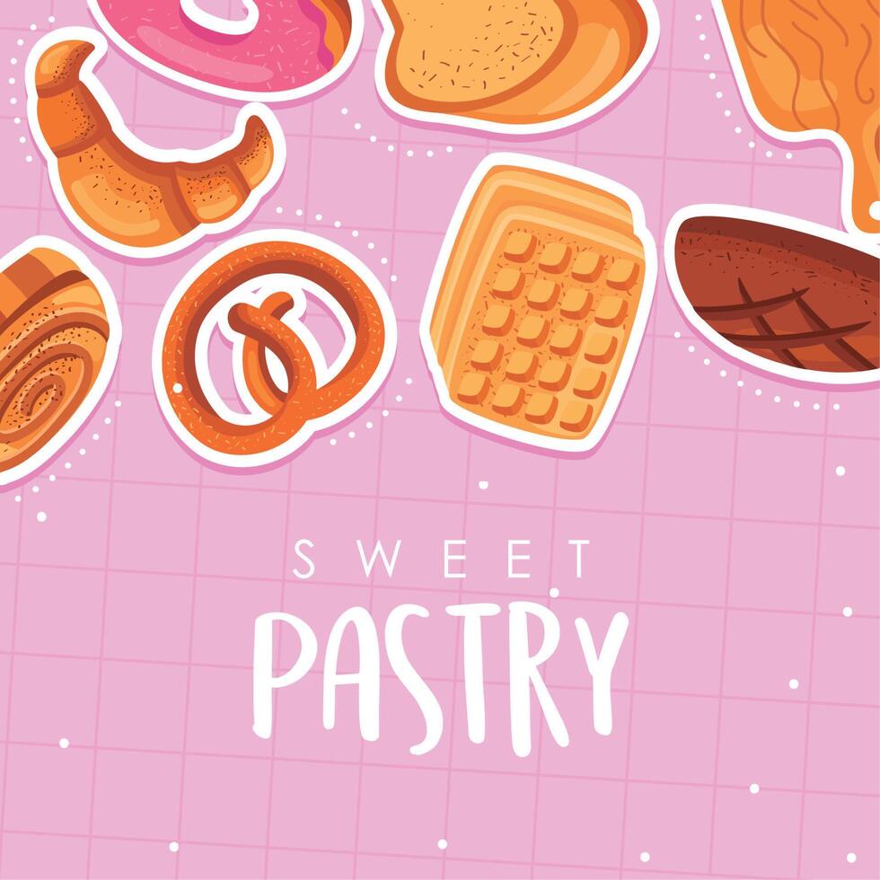 sweet pastry lettering and pattern vector