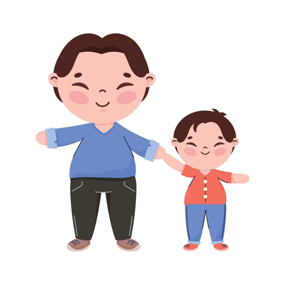 korean father and son vector