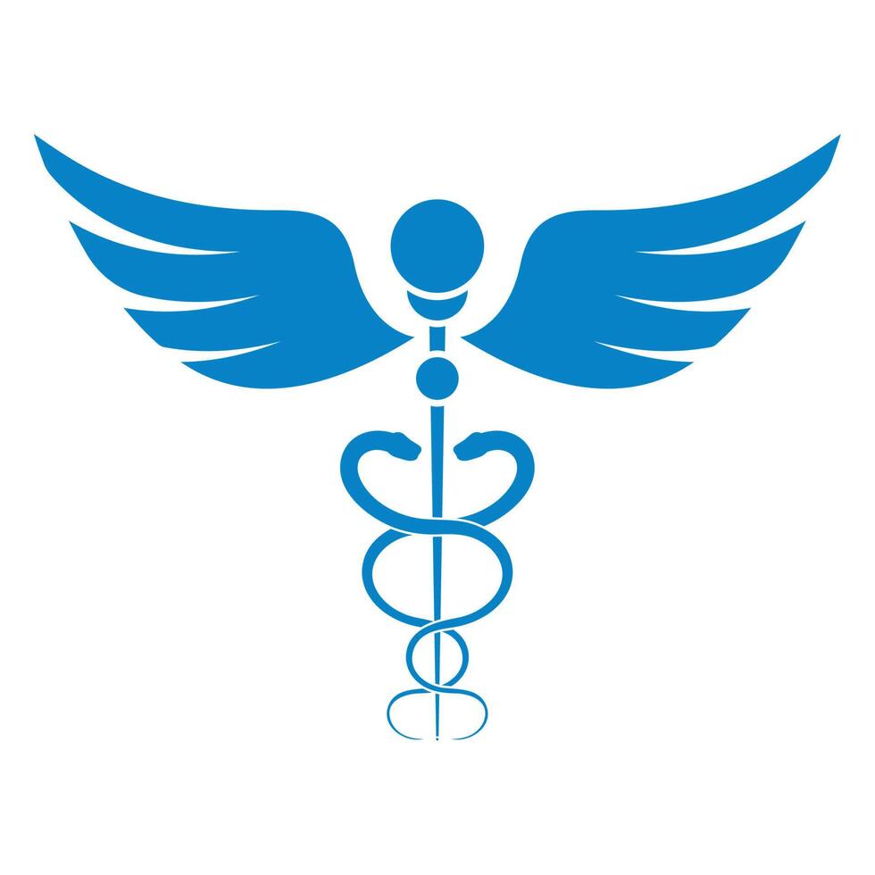 caduceus symbol blue silhouette vector