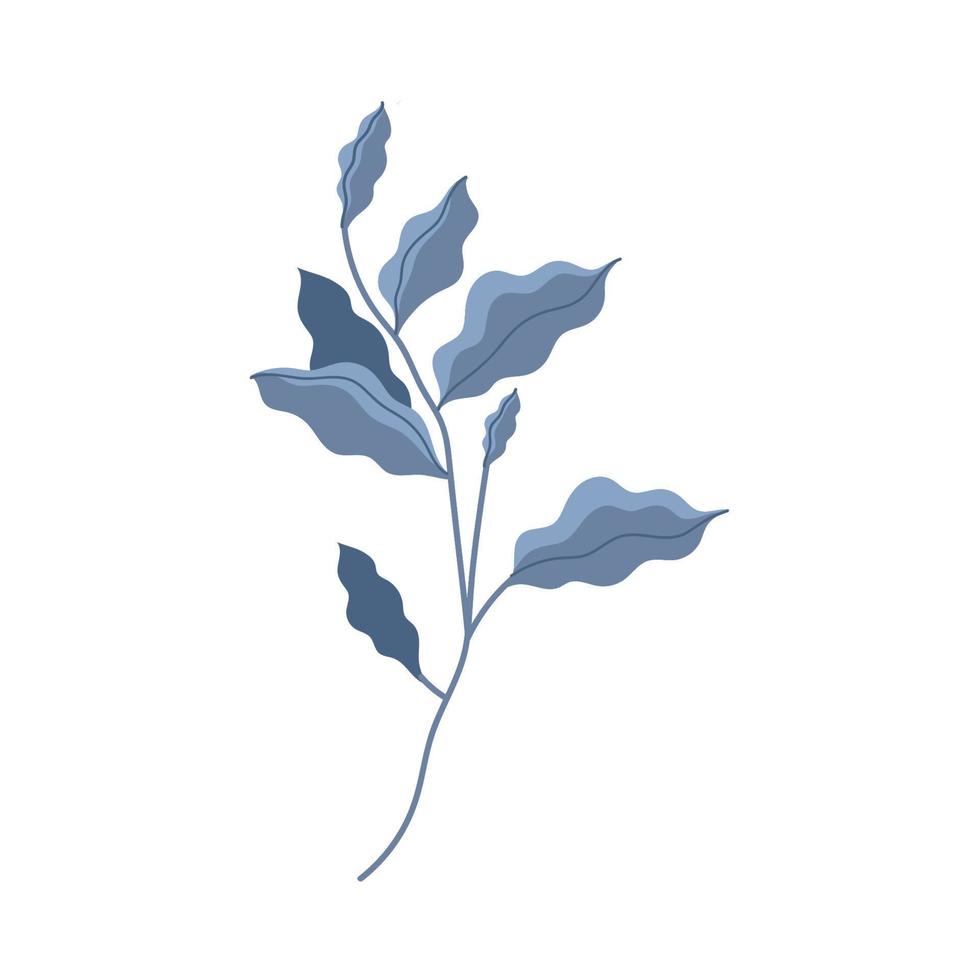 rama azul con hojas vector