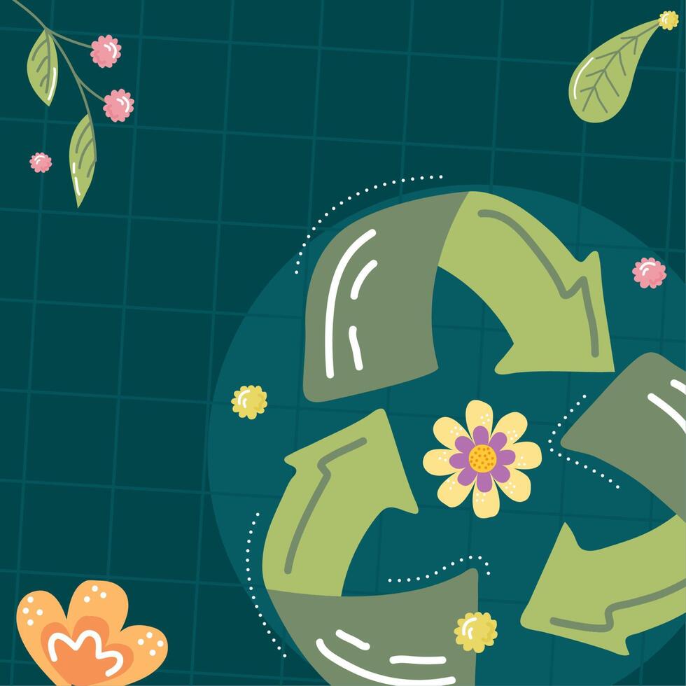 recycle arrows and flowers vector