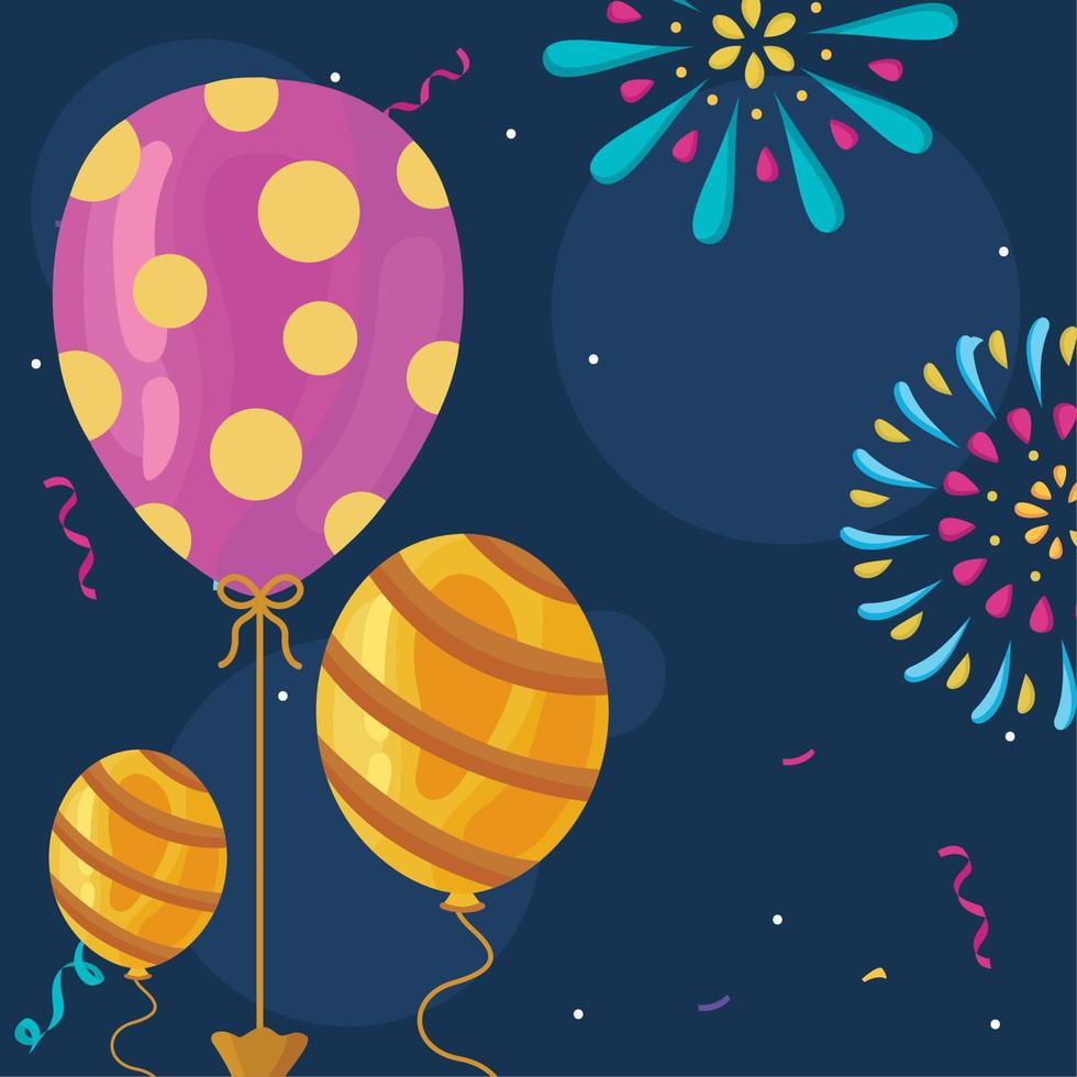 balloons helium and fireworks vector