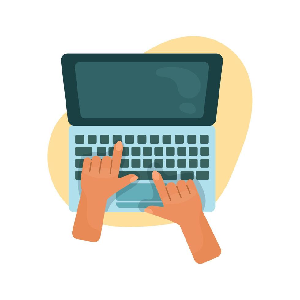 hands typing in laptop vector