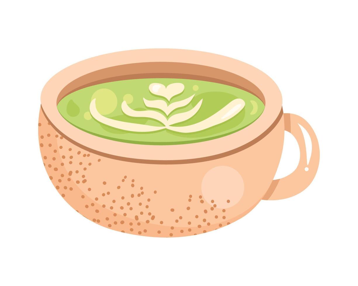 matcha tea cup drink vector