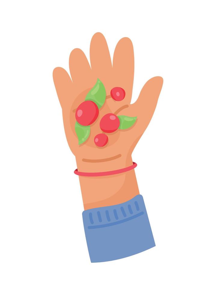 hand lifting seeds vector