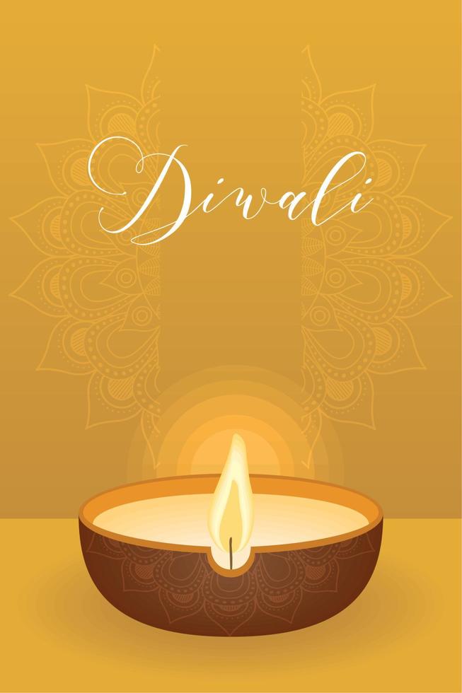 diwali lettering postcard vector