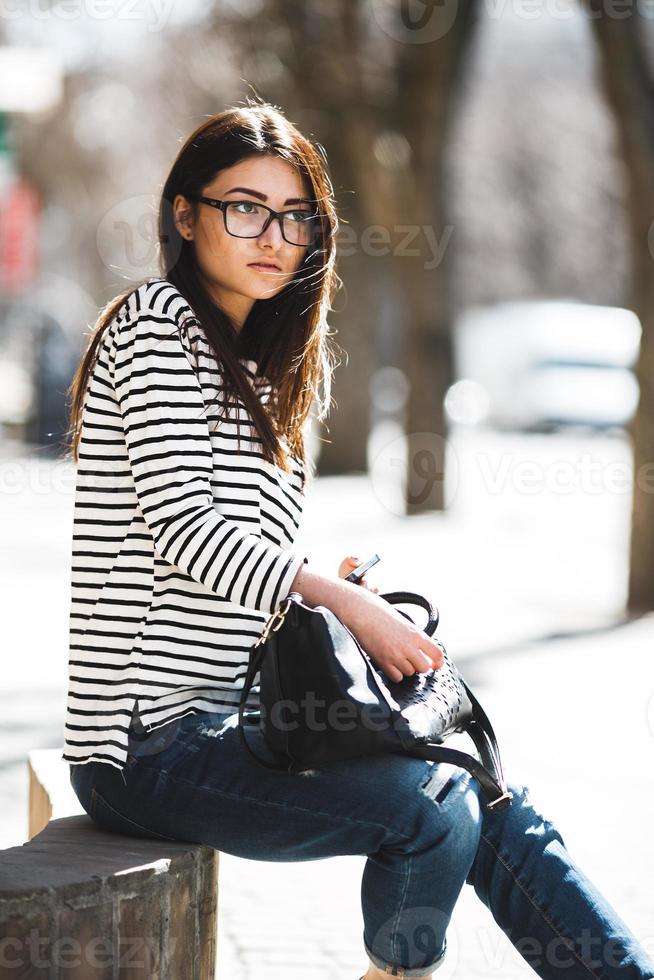 Beautiful model talking on the phone photo