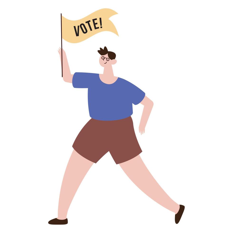 male voter with flag vector