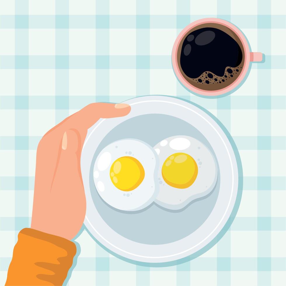 mano con desayuno vector