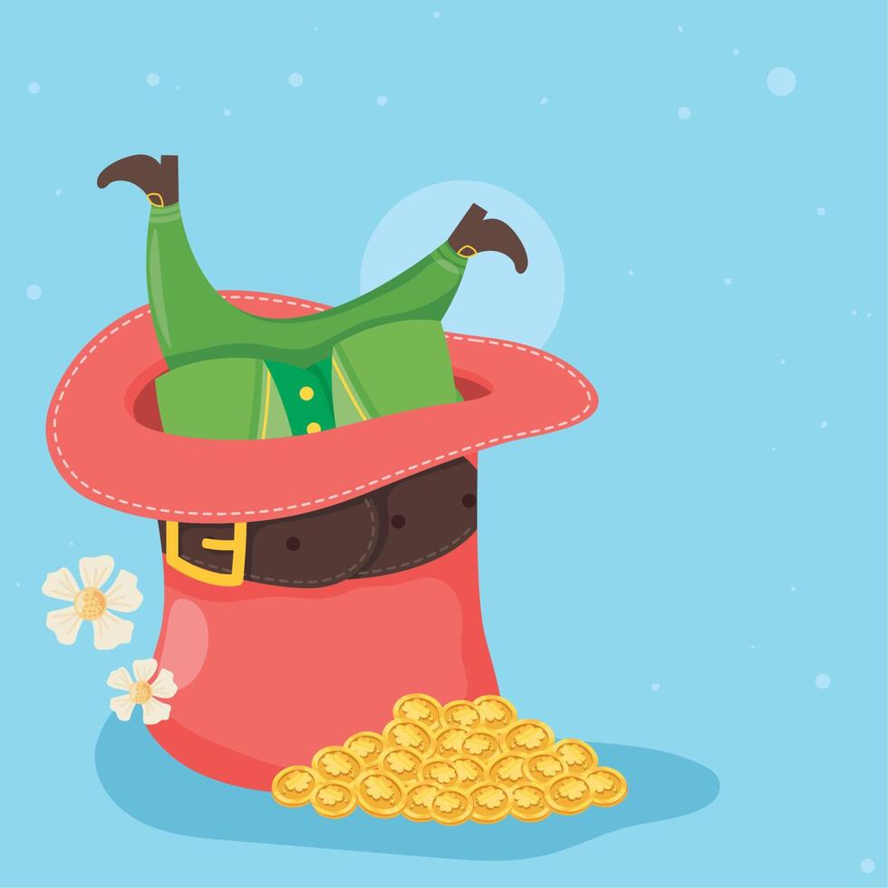 leprechaun red hat with legs vector