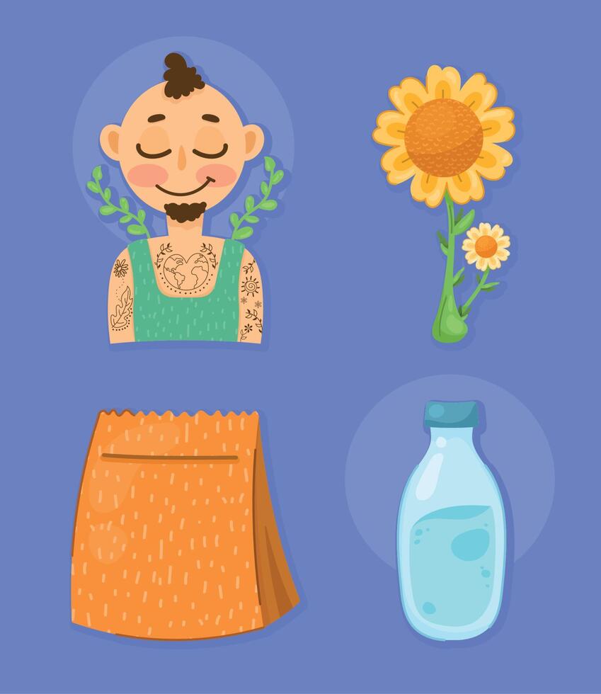 four eco friendly icons vector