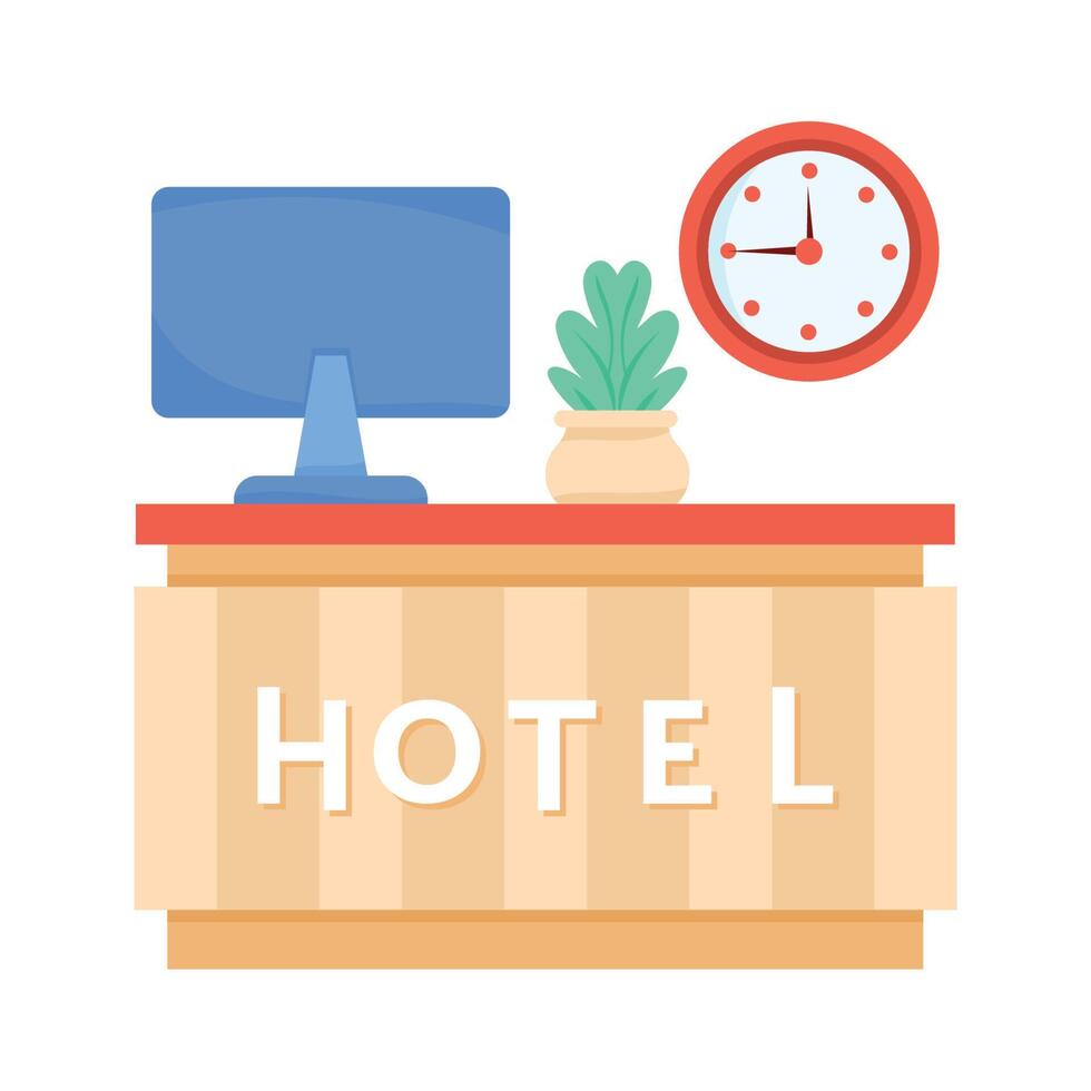 recepción de hotel con escritorio vector