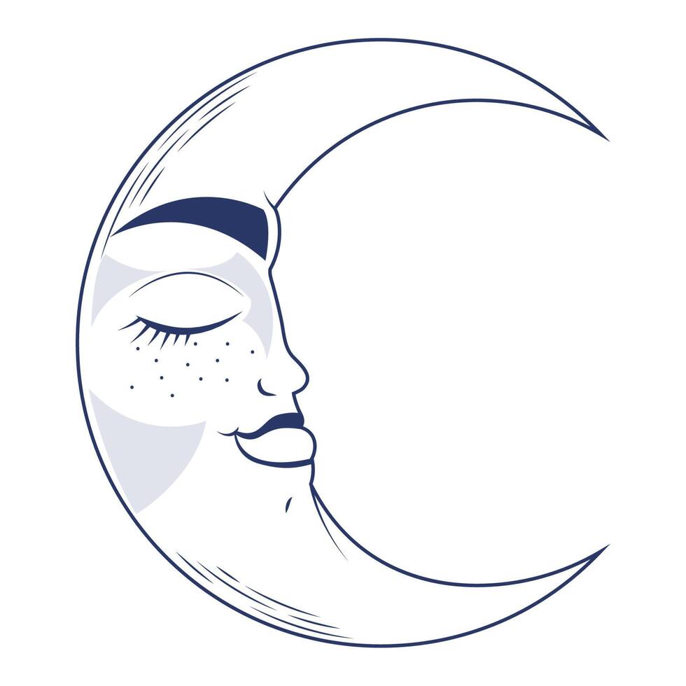 astrology crescent moon retro vector