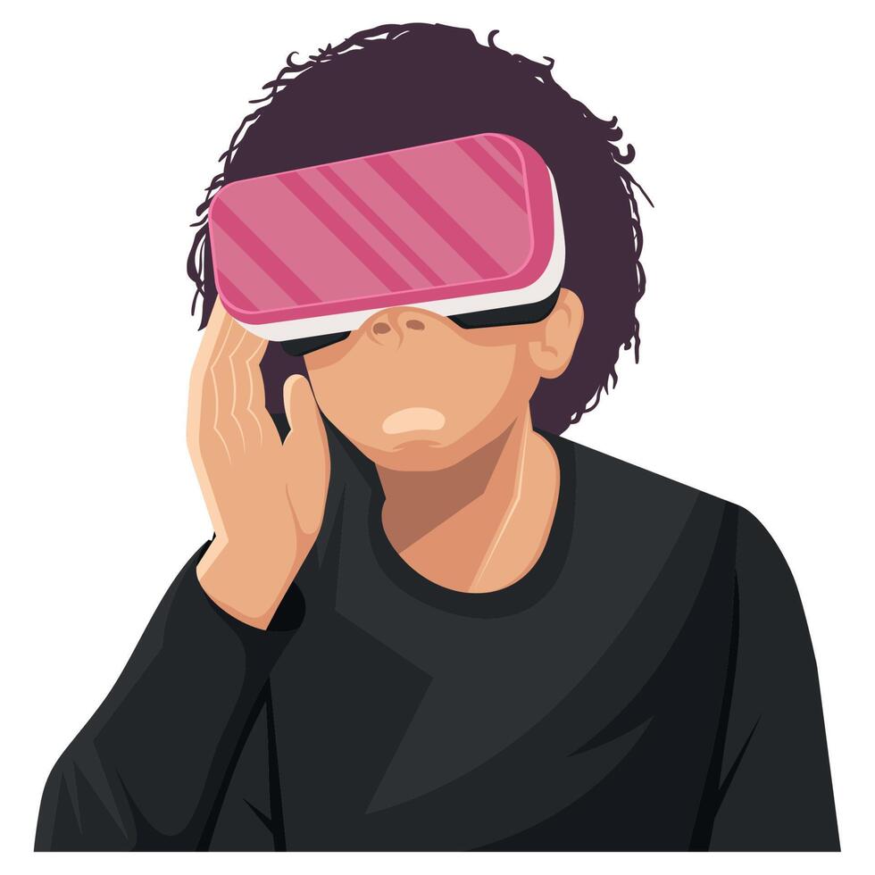 man using virtual reality mask vector