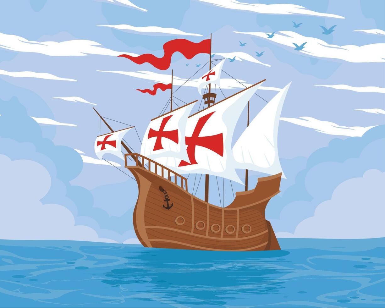 columbus caravel in ocean vector