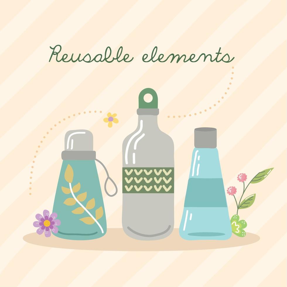 reusable elements lettering poster vector