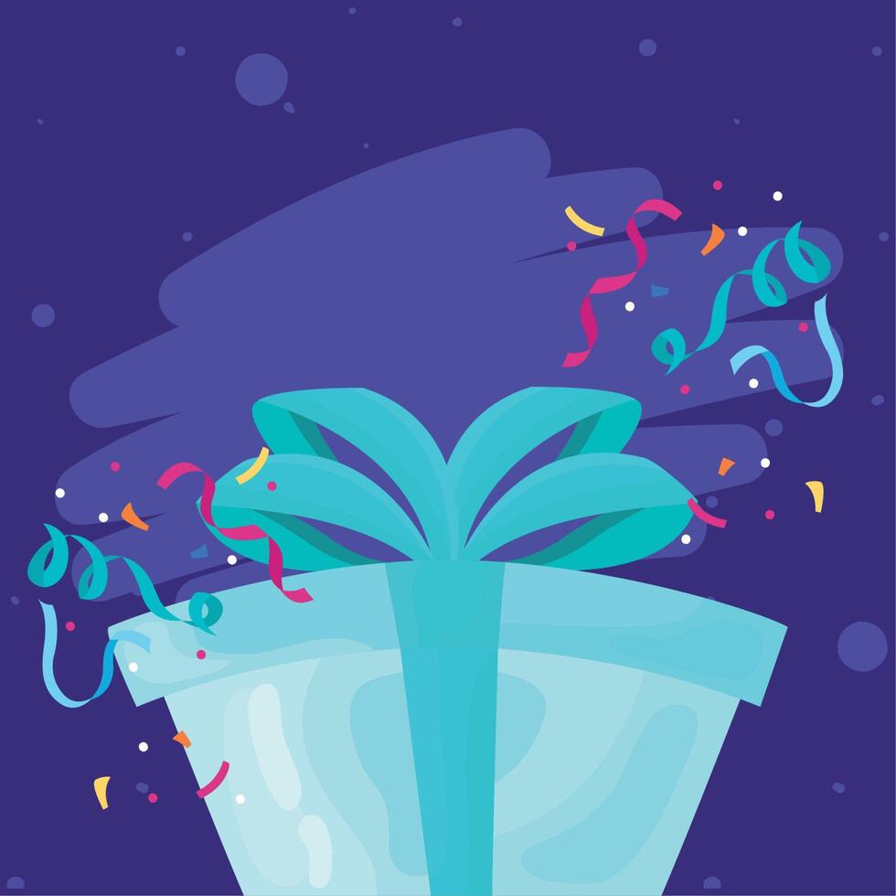 blue gift and confetti vector