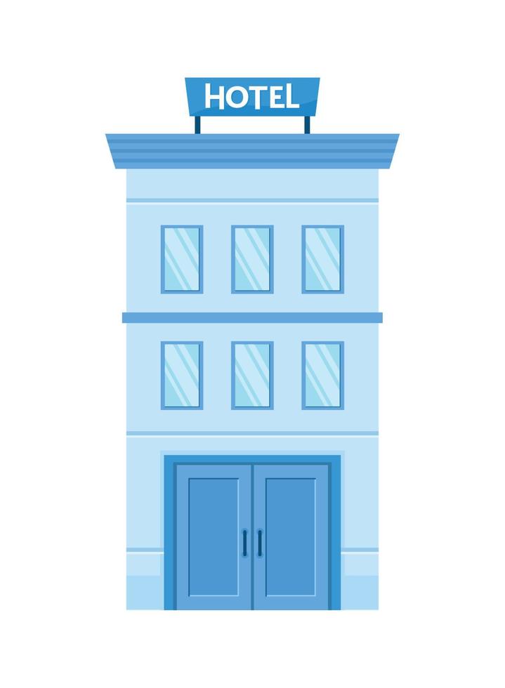 blue hotel building facade vector