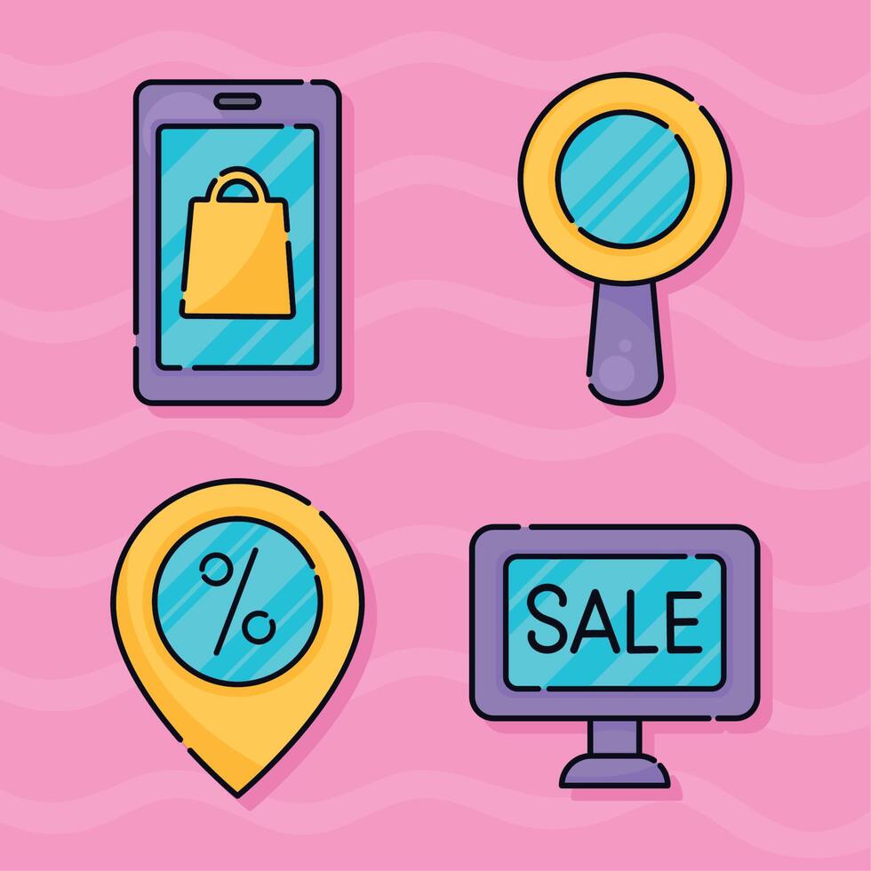 four marketing sale icons vector