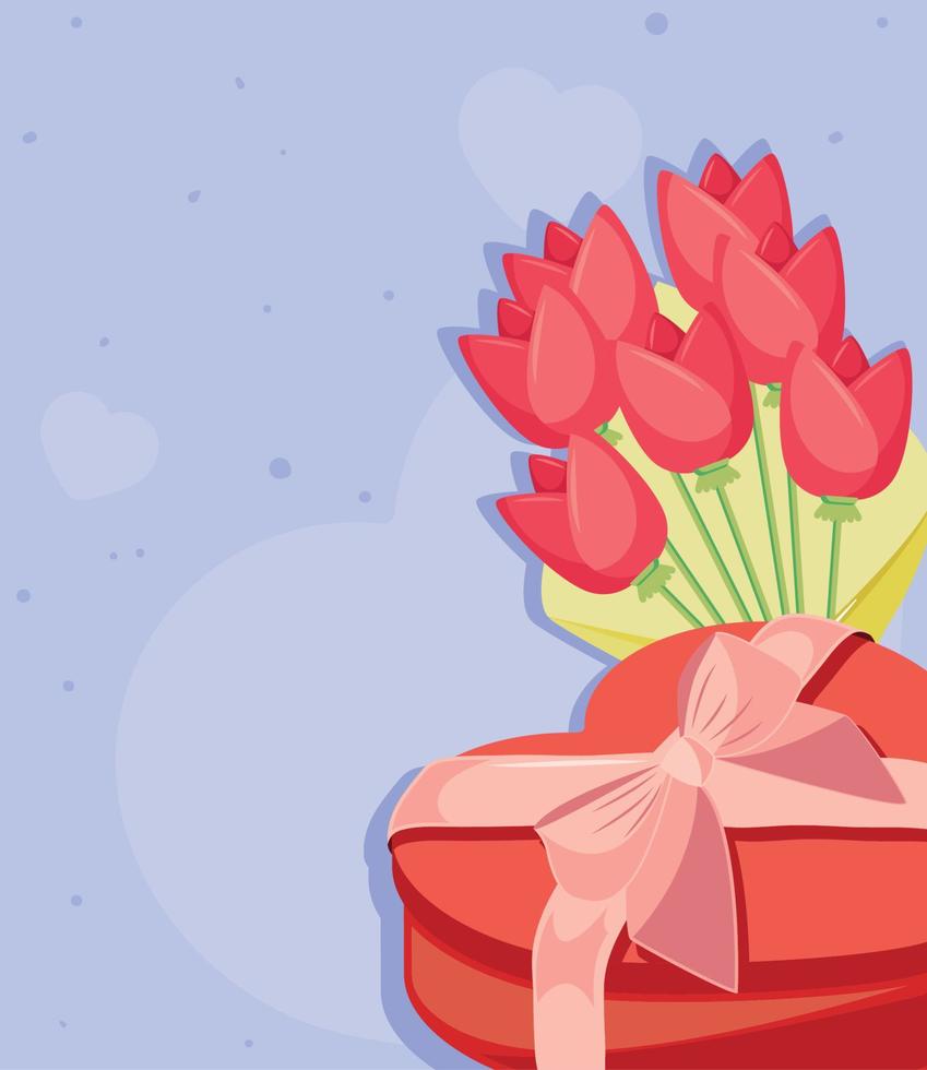 roses and heart gift vector