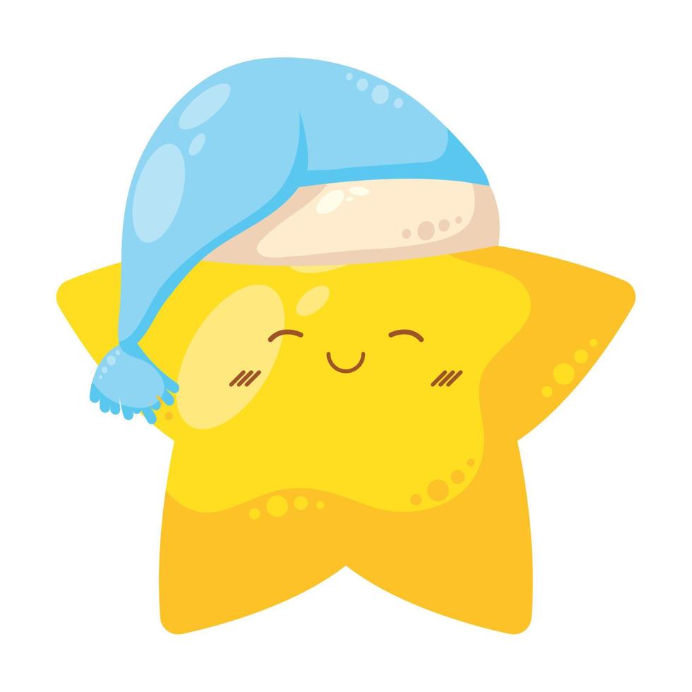 star sleeping with hat vector