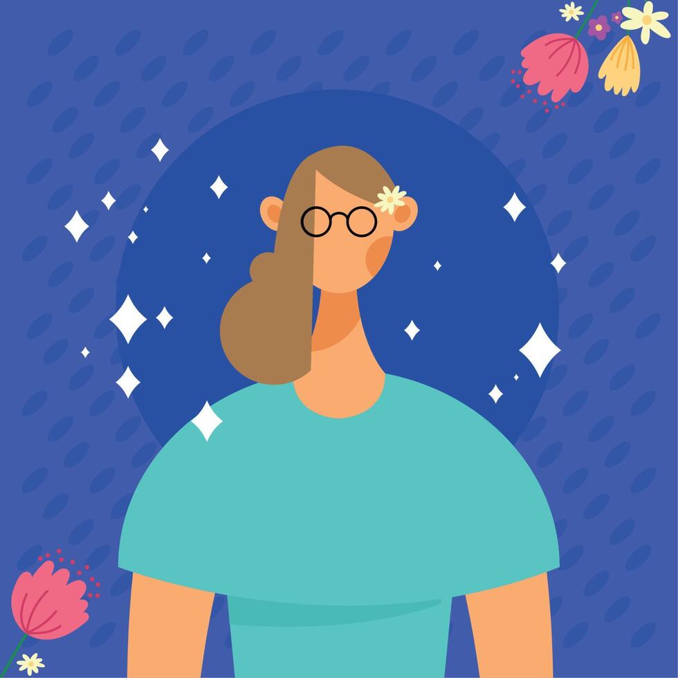 girl with flower in hair 11453062 Vector Art at Vecteezy