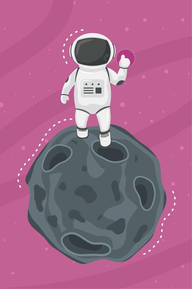 astronauta caminando en la escena del meteorito vector