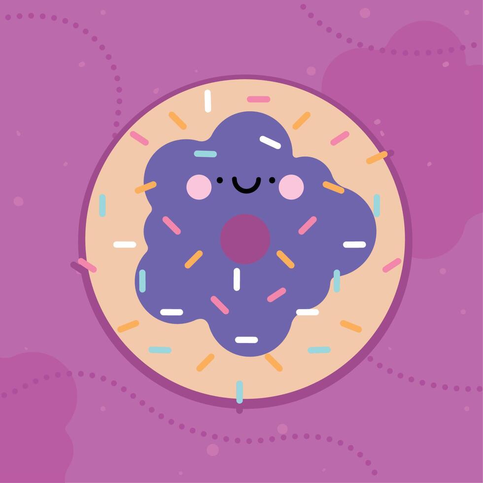 Donut lindo personaje kawaii vector