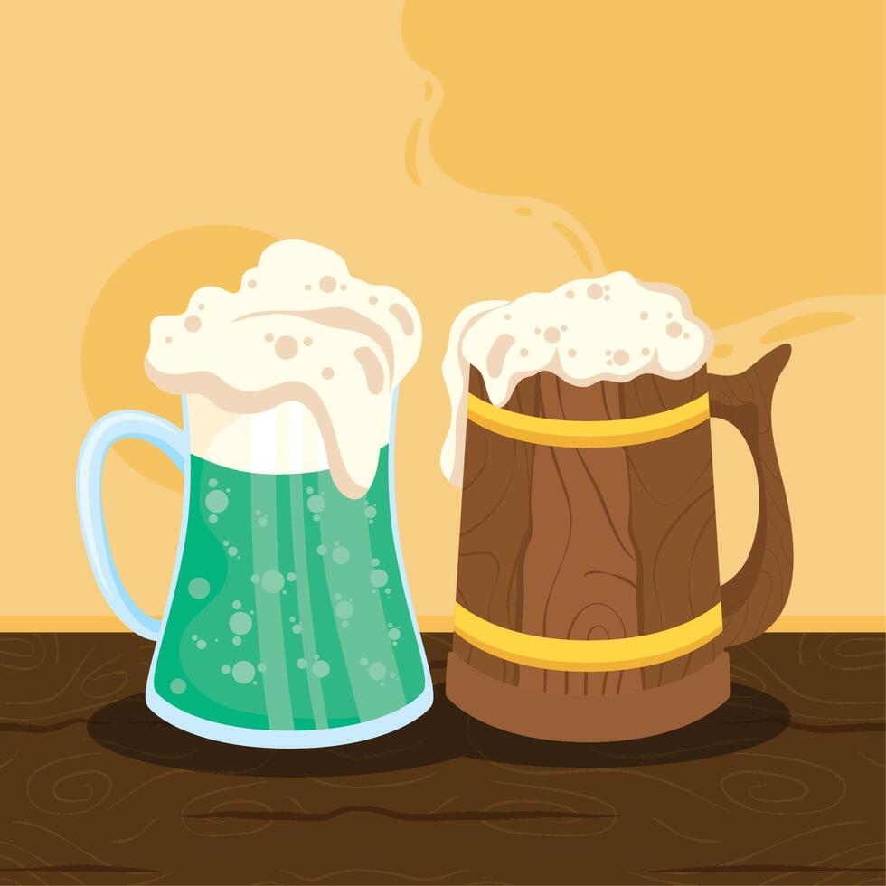 beers in mugs vector