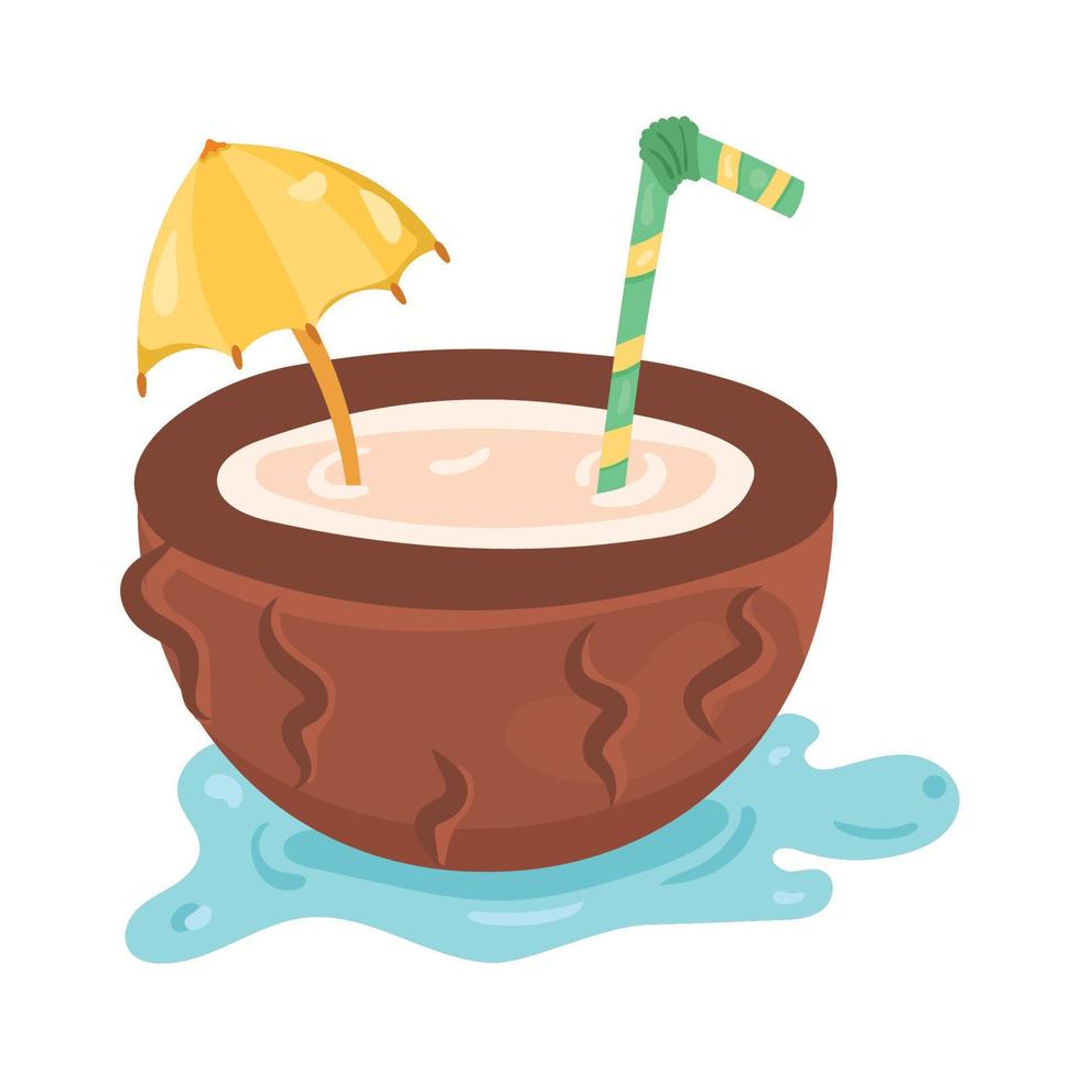 fresh coconut cocktail vector