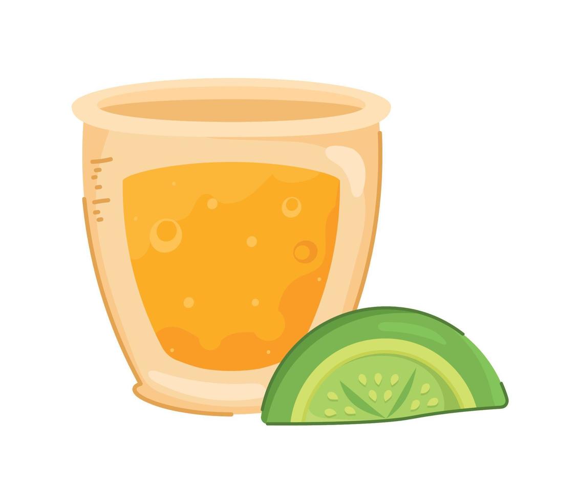 tequila cup with lemon vector