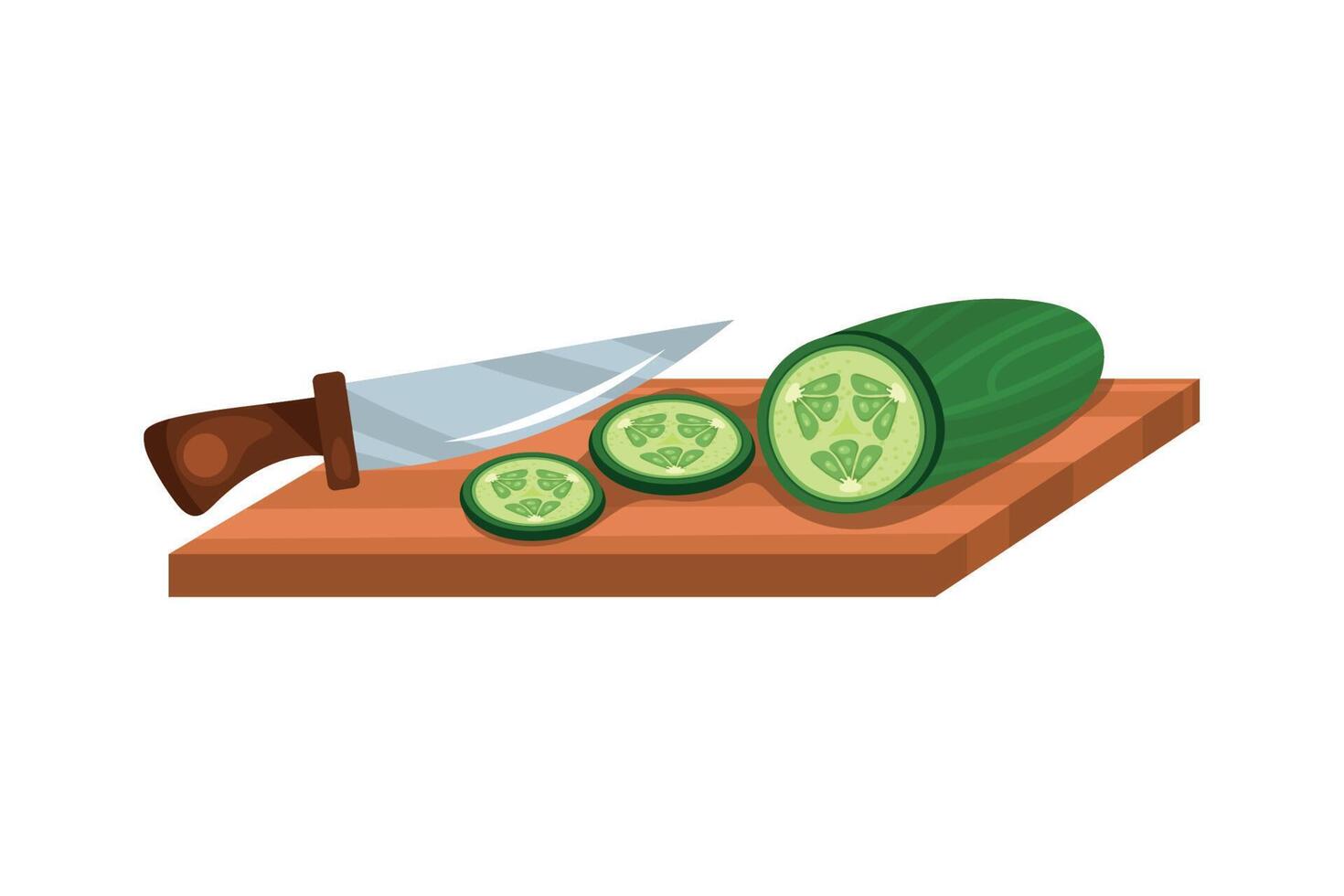 cuchillo cortando pepino vector