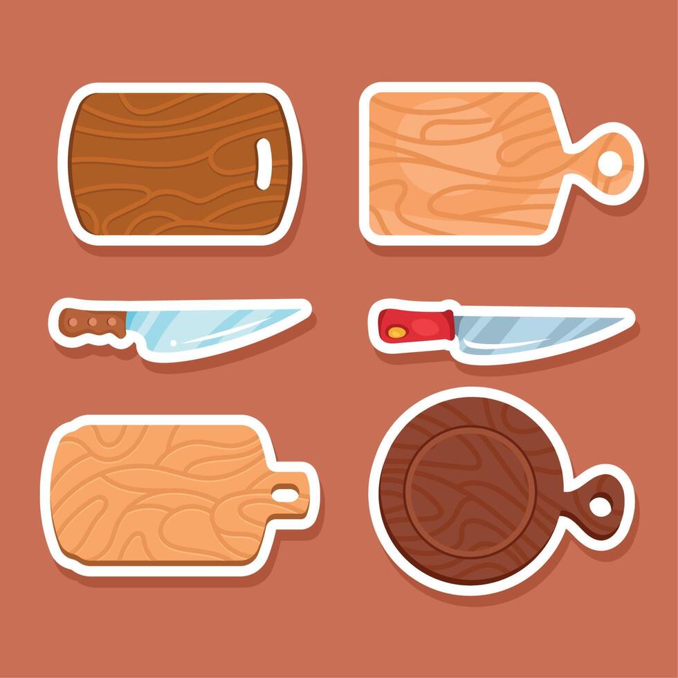 kitchen knifes and boards vector