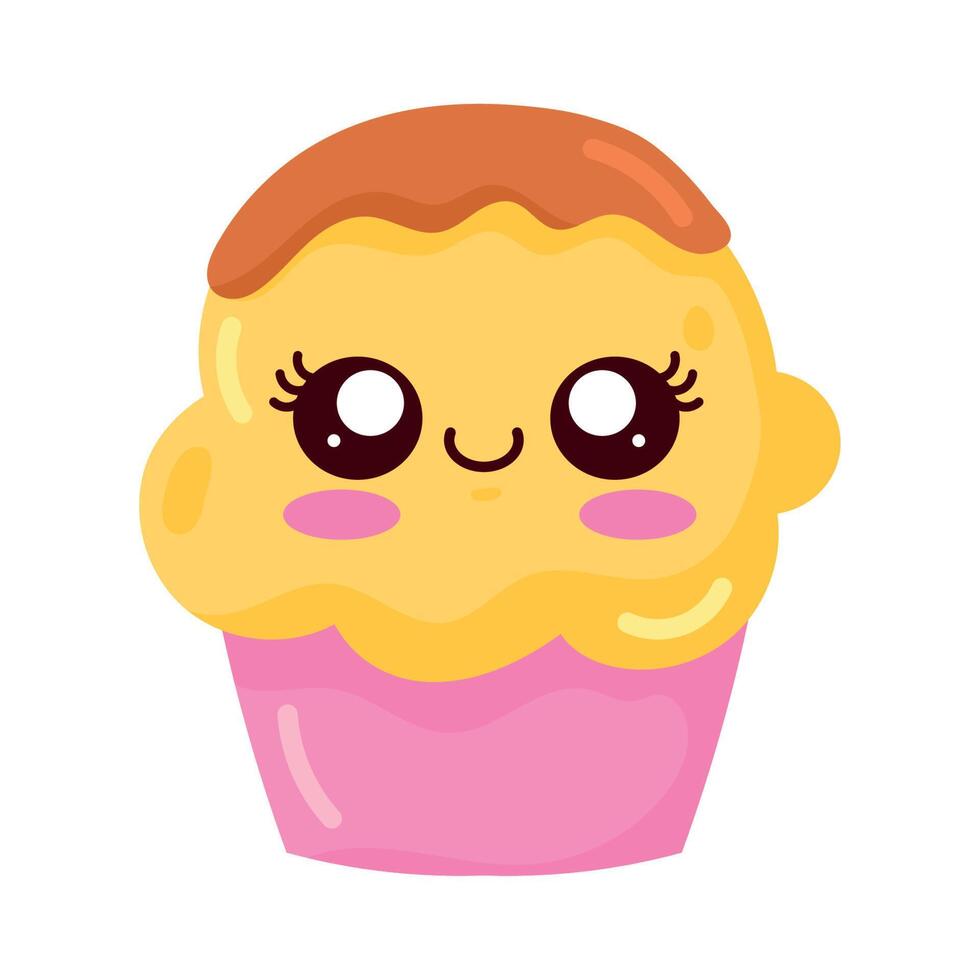 delicioso cupcake kawaii dulce vector