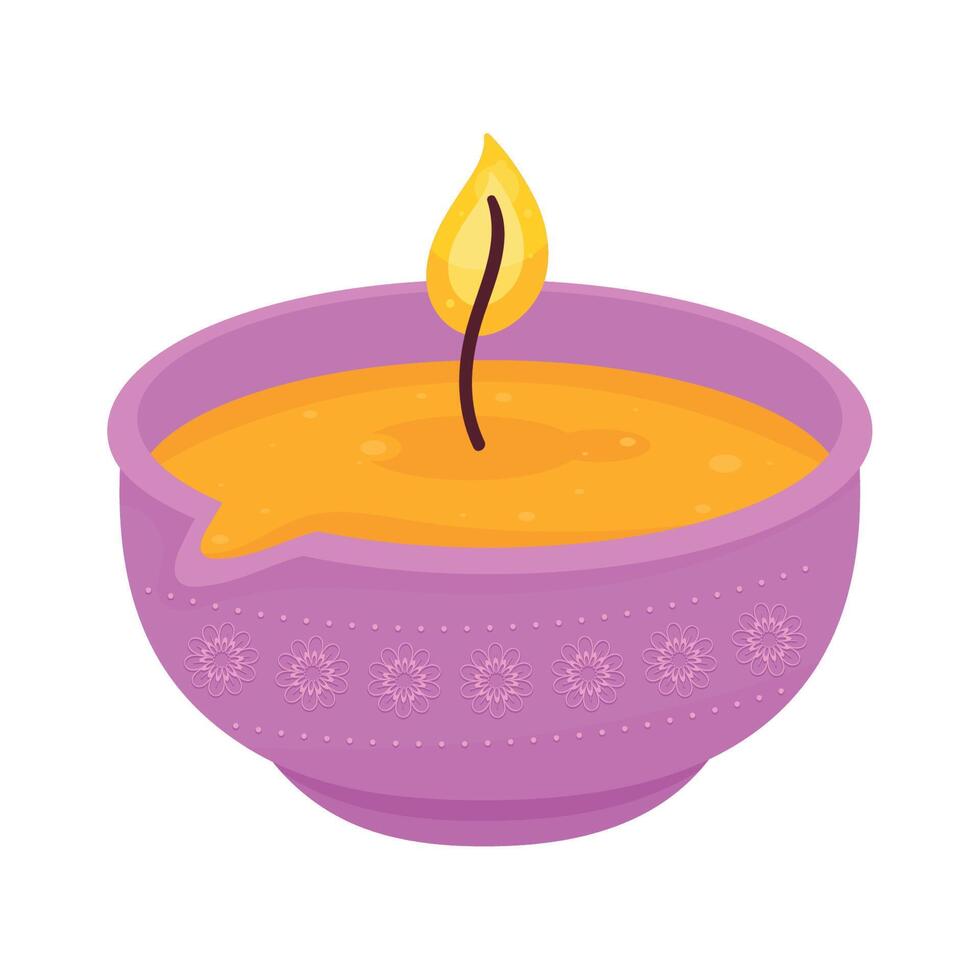 ceremonia de diwali vela morada vector