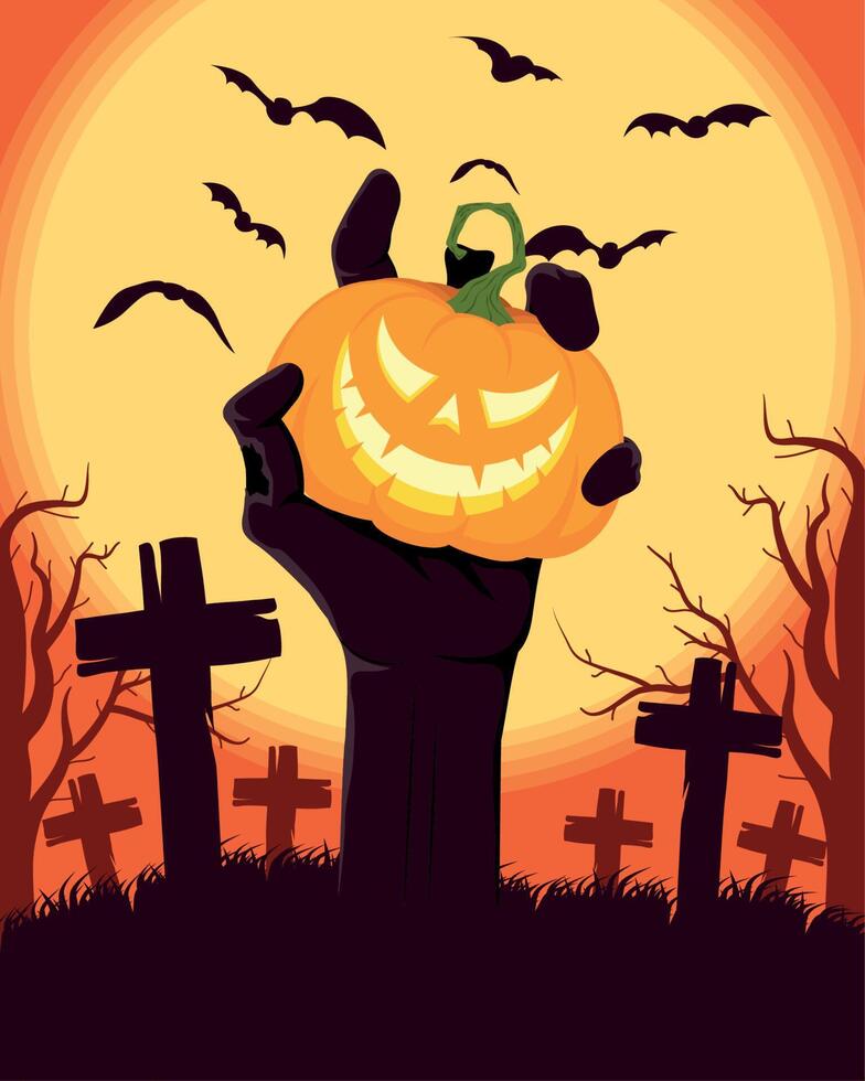 halloween hand in cemetery vector