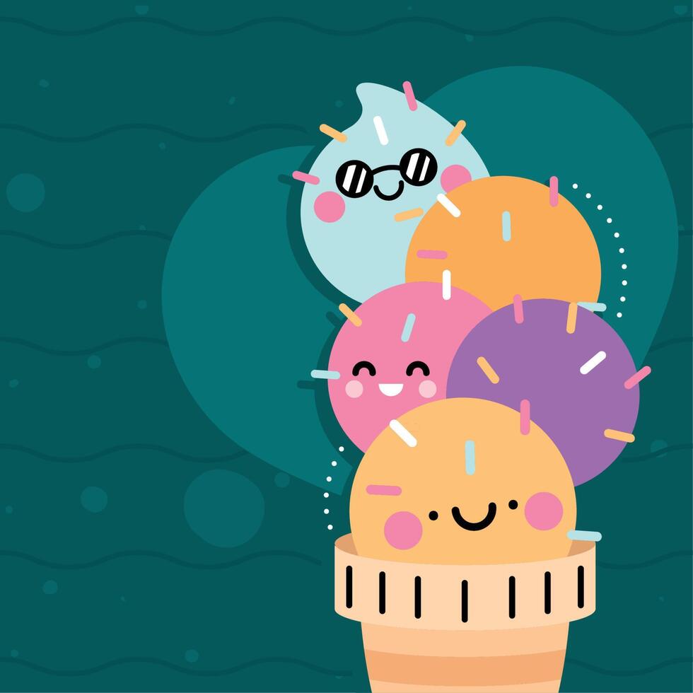 sweet ice cream kawaii vector