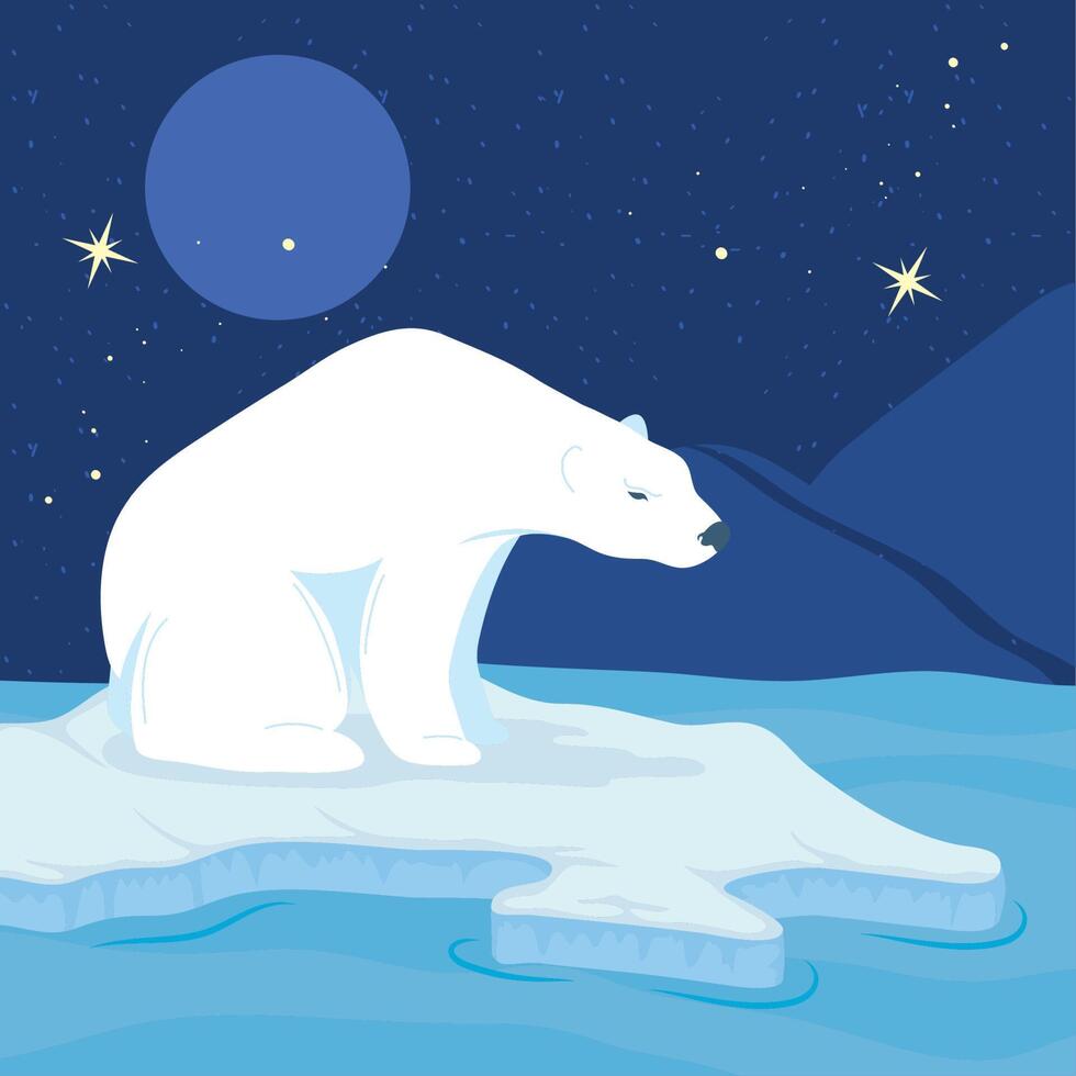 oso polar en iceberg derritiéndose vector