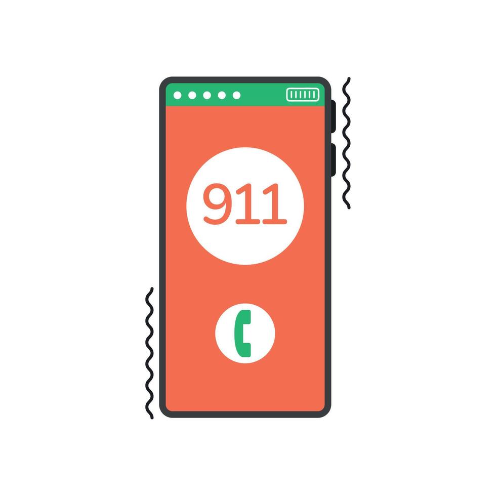 smartphone with 911 call vector