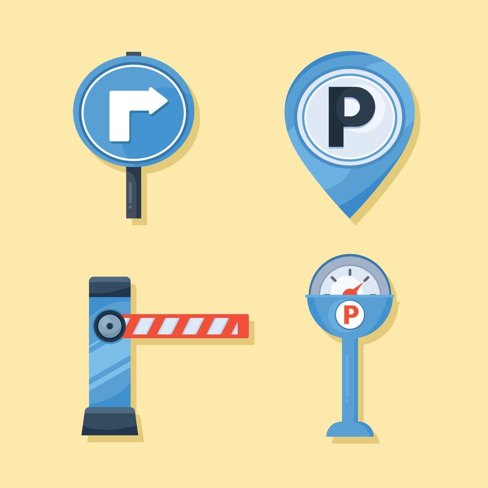 four parking signals icons vector