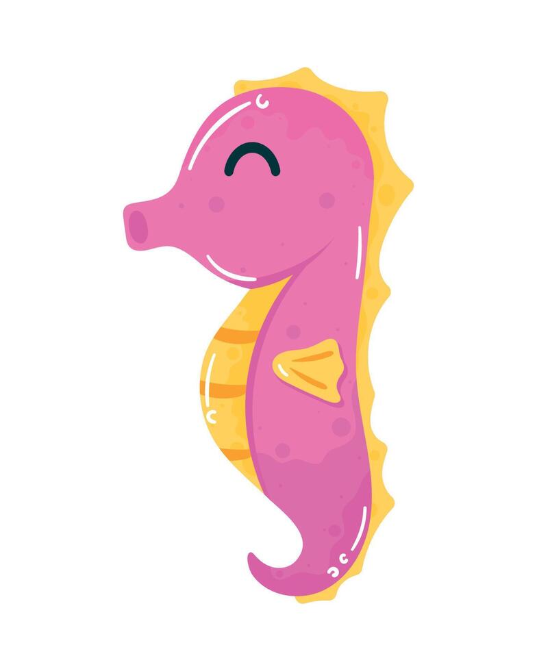 seahorse pink sealife animal vector