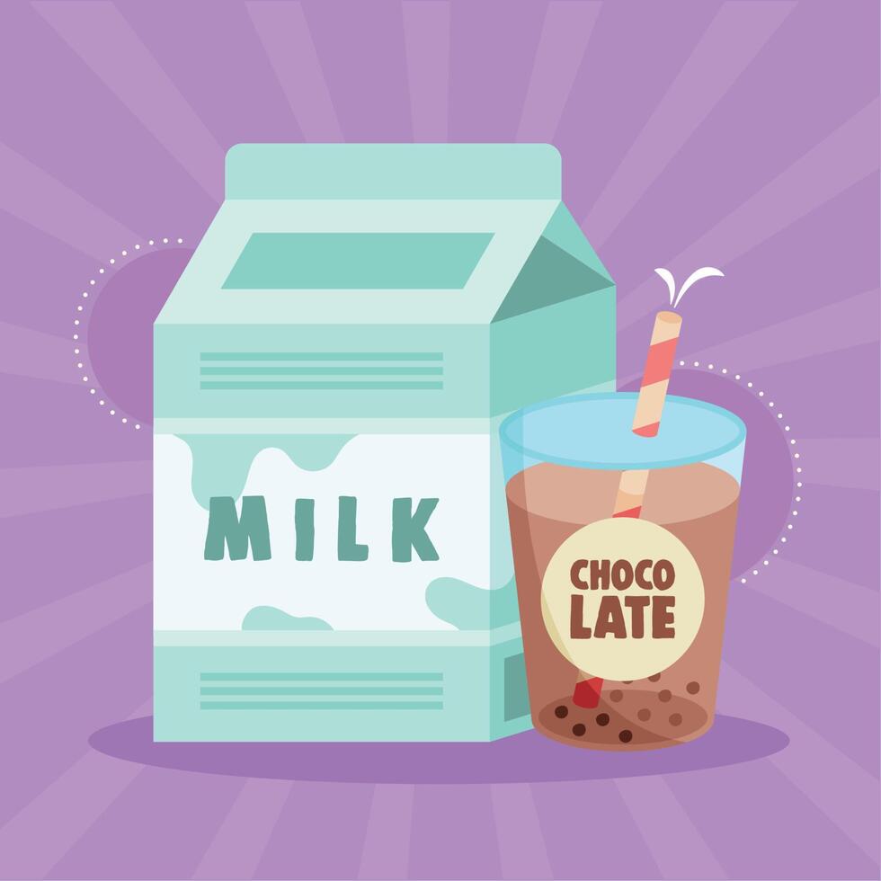 bebidas de leche y chocolate vector