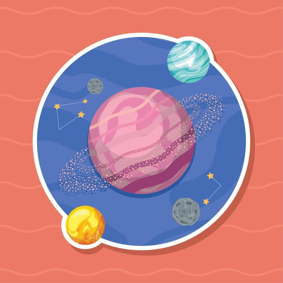 three planets orbiting vector