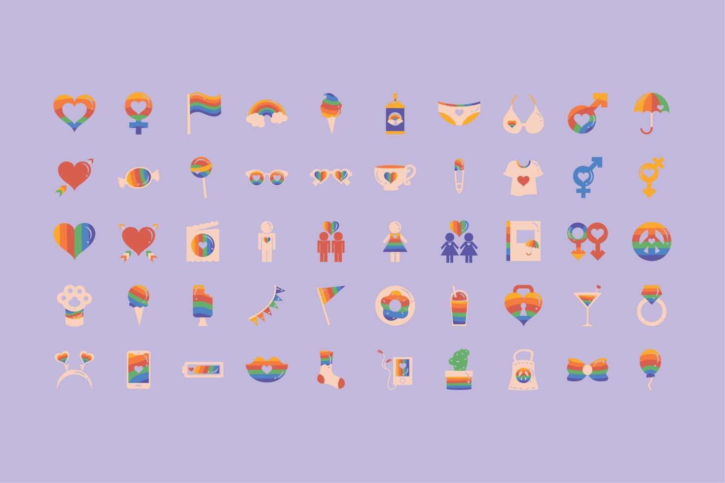 quince iconos de la comunidad lgtbi vector