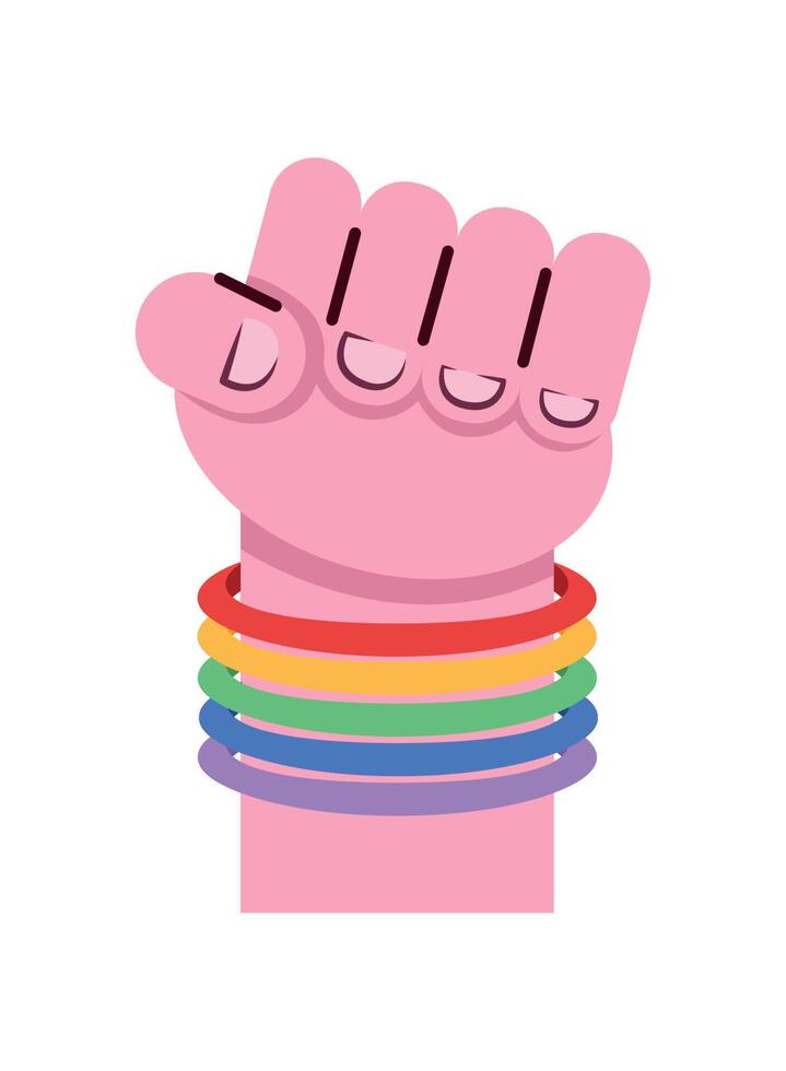 fist with lgbtq wristbands vector